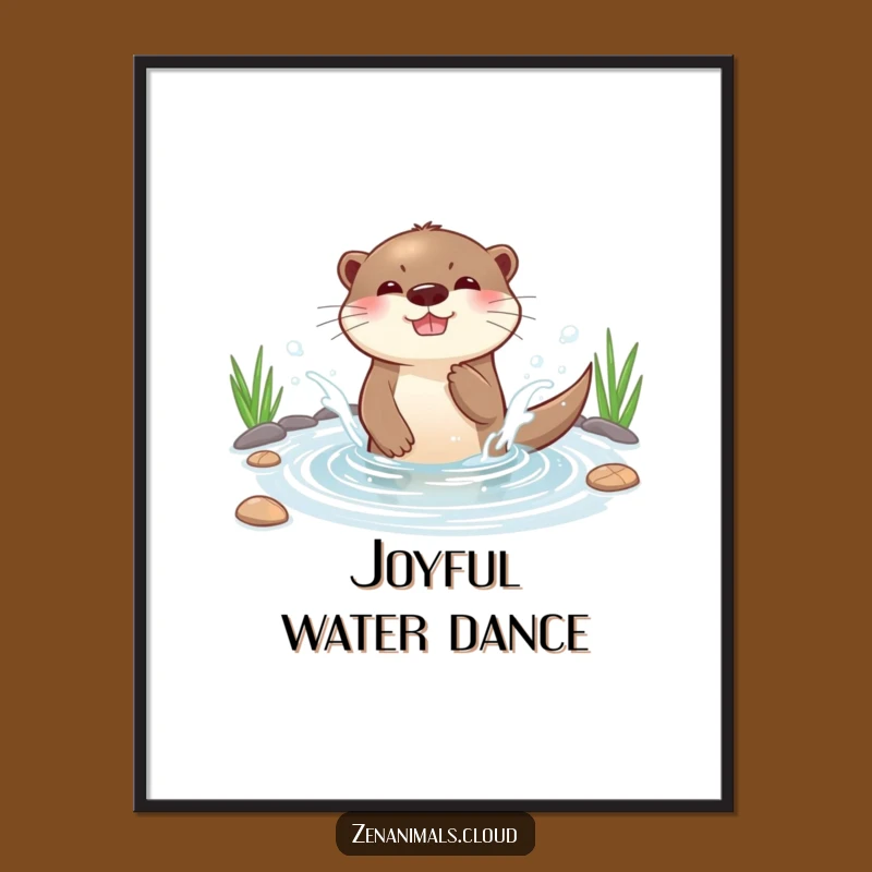Funny Otter Splashing Digital Art - Printable Water Otter Wall Decor