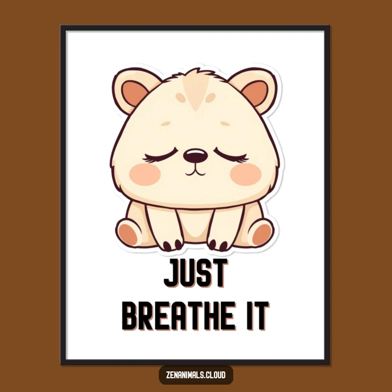 Funny Peaceful Animal Zen Digital Art - Hilarious Deep Breathing Print for Instant Tranquility