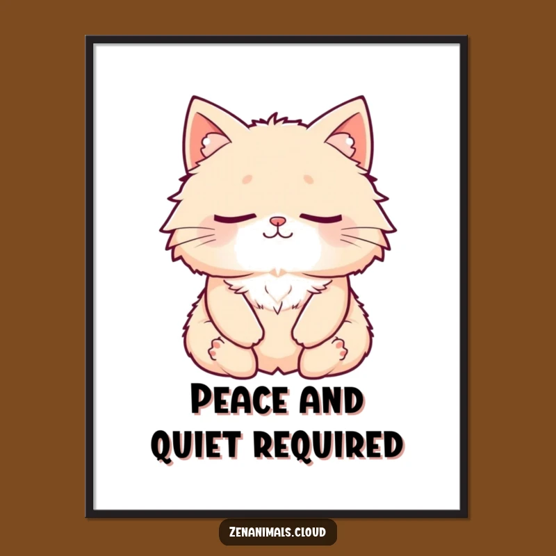 Funny Zen Cat Digital Art: Printable Meditation & Smile Decor, Instant Humorous Gift