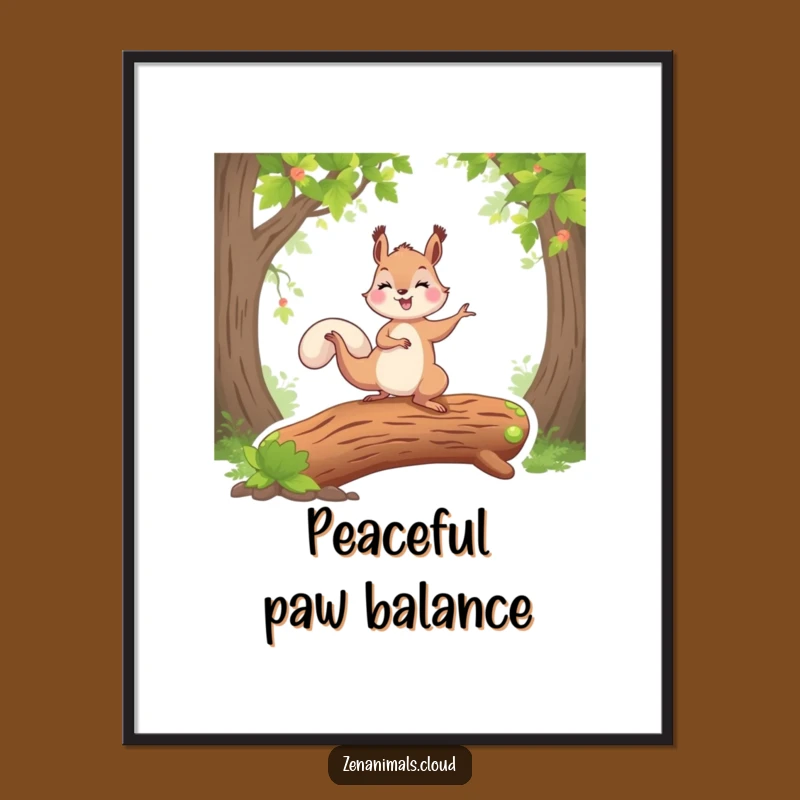 Funny Squirrel Yoga Digital Art - Printable Yogi Squirrel Wall Decor