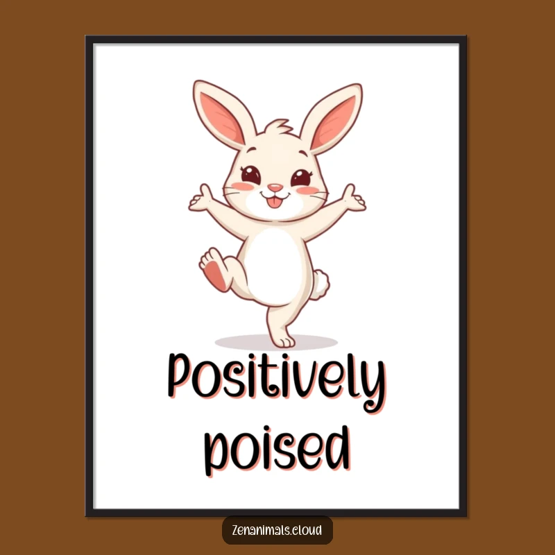 Funny Yoga Bunny Digital Art: Printable Pose Decor, Instant Fitness Gift