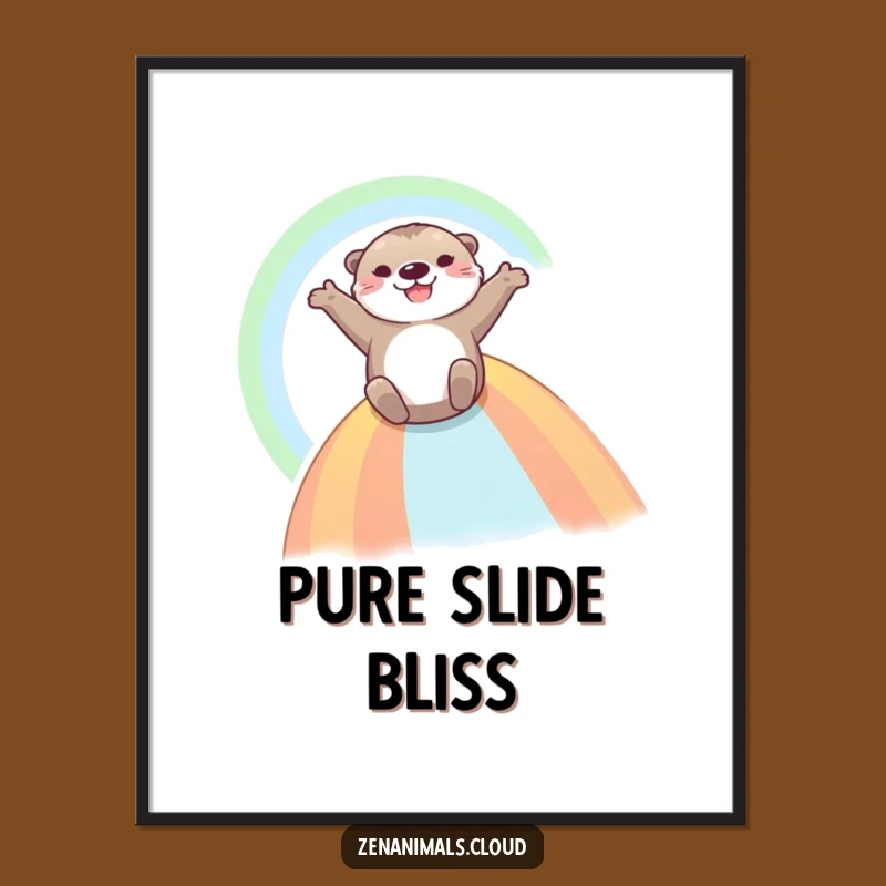 Funny Otter Rainbow Digital Print - Joyful Art for Instant Cheerful Decor
