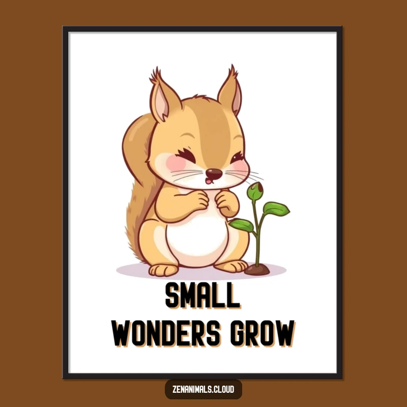 Funny Squirrel Sprout Digital Art: Instant Nature Charm for Walls, a Funny Gift