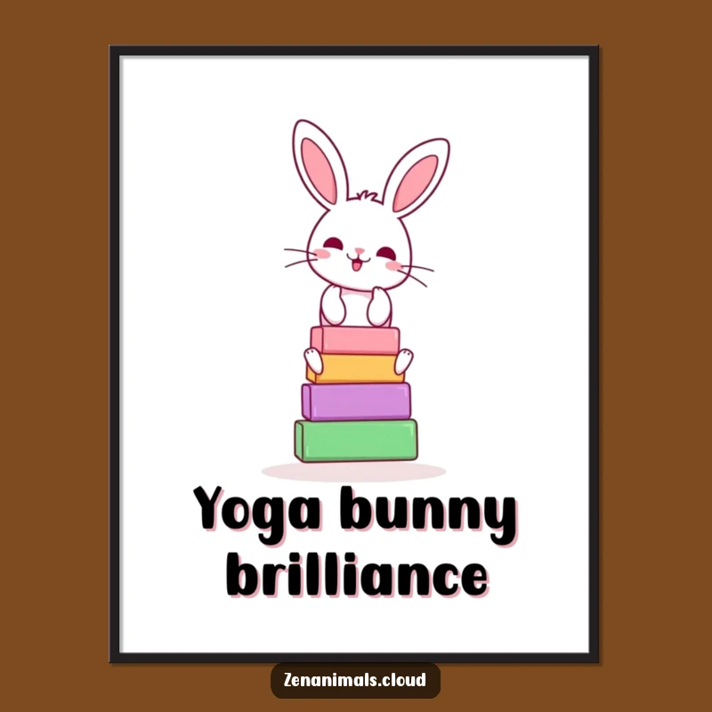 Funny Bunny Yoga Digital Art: Cheerful Balancer Print, Humorous Decor Gift