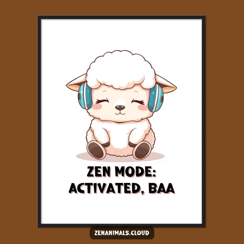 Funny Sheep Meditation Digital Art: Hilarious Zen Print Download