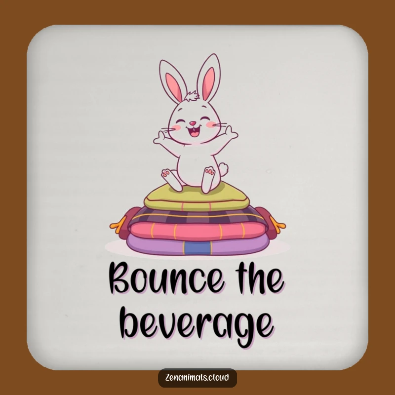 Funny Bouncy Bunny Meditation Coaster - Protect Surfaces Funny Gift