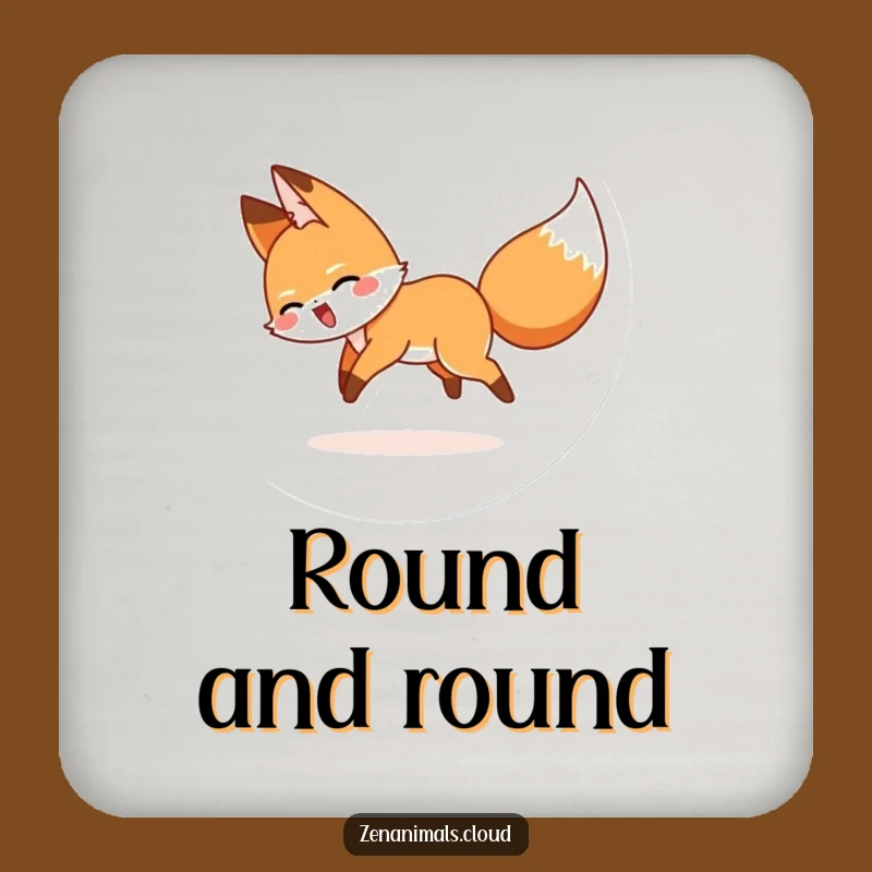 Funny Giggling Fox Tail Chase Coaster - Protect Surfaces with Humor, Comical Drinkware, Funny Gift