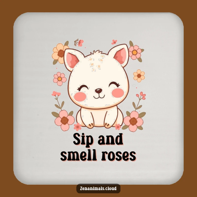 Funny Happy Animal Coaster Set: Protect Surfaces with Floral Charm