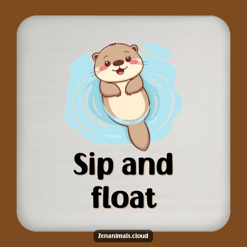 Funny Happy Otter Coasters: Serene Surface Protection, Set Gift