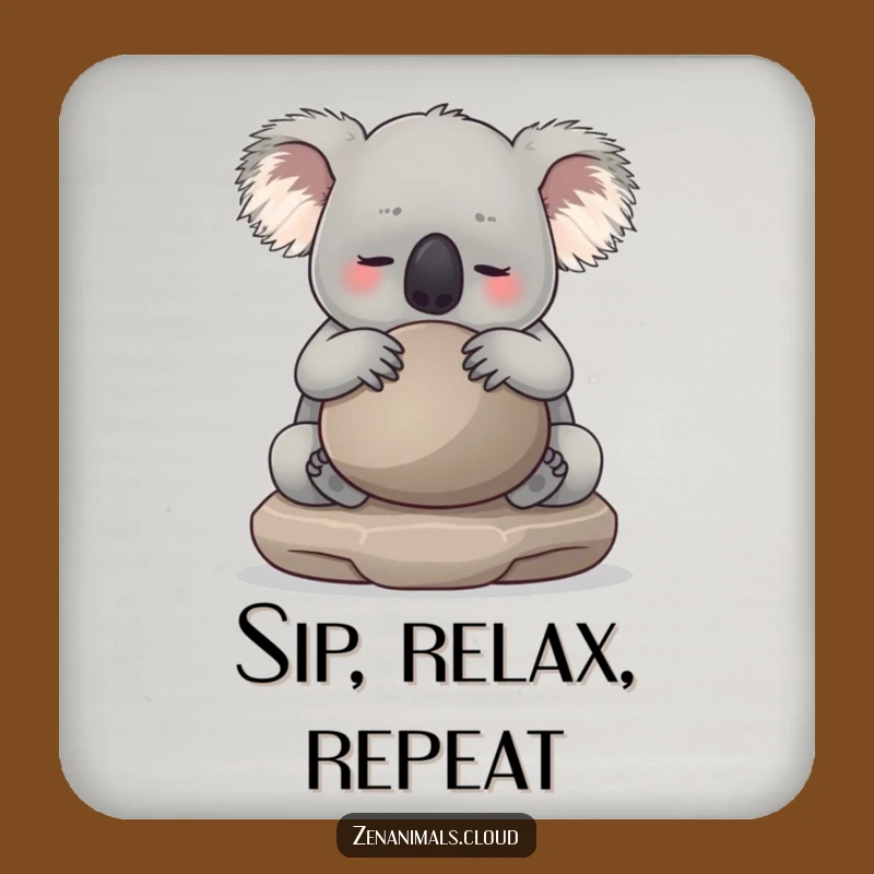 Funny Koala Coaster Set: Calm Hugging Meditation Stone Drink Protection, Gift