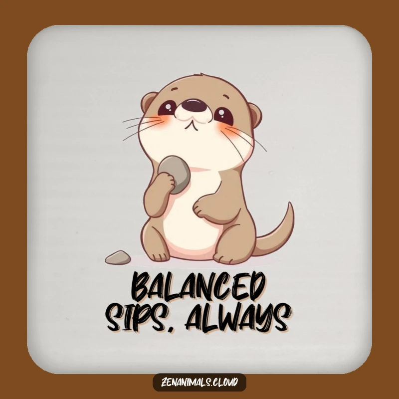 Funny Otter Balancing Pebble Coaster - Humorous Protection for Surfaces