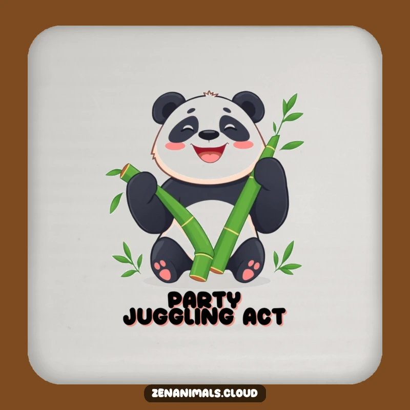 Funny Panda Juggling Drink Coaster: Protect Surfaces with Bear Humor