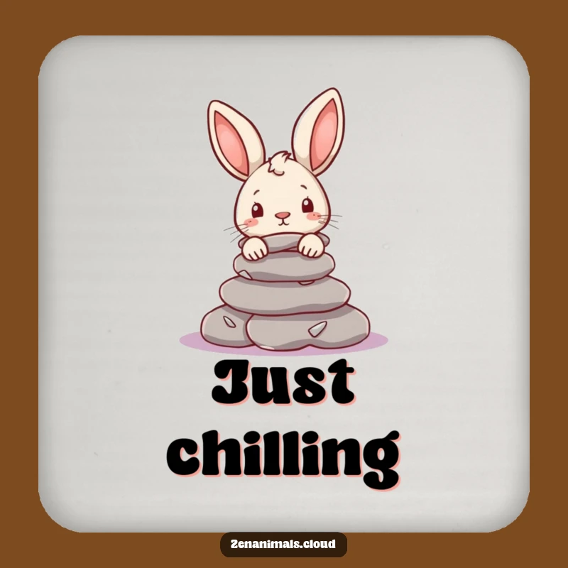 Funny Rabbit Coasters: Protect Surfaces with Peeking Bunny on River Stones, Unique Funny Gift Set