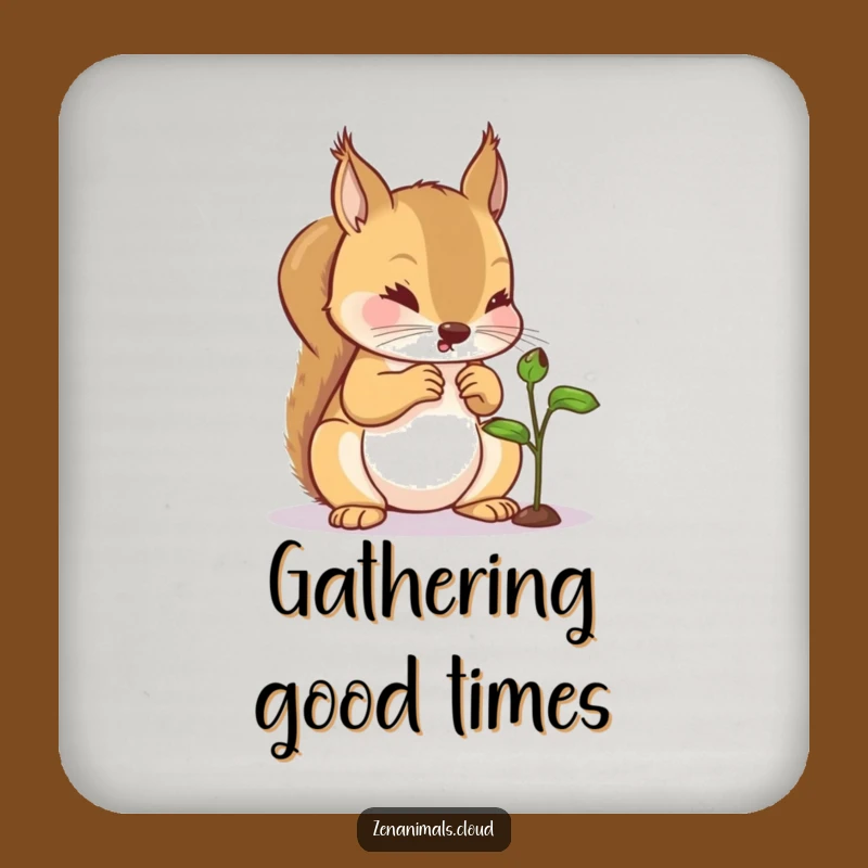 Funny Squirrel Sprout Coasters: Protect Surfaces with Woodland Curiosity