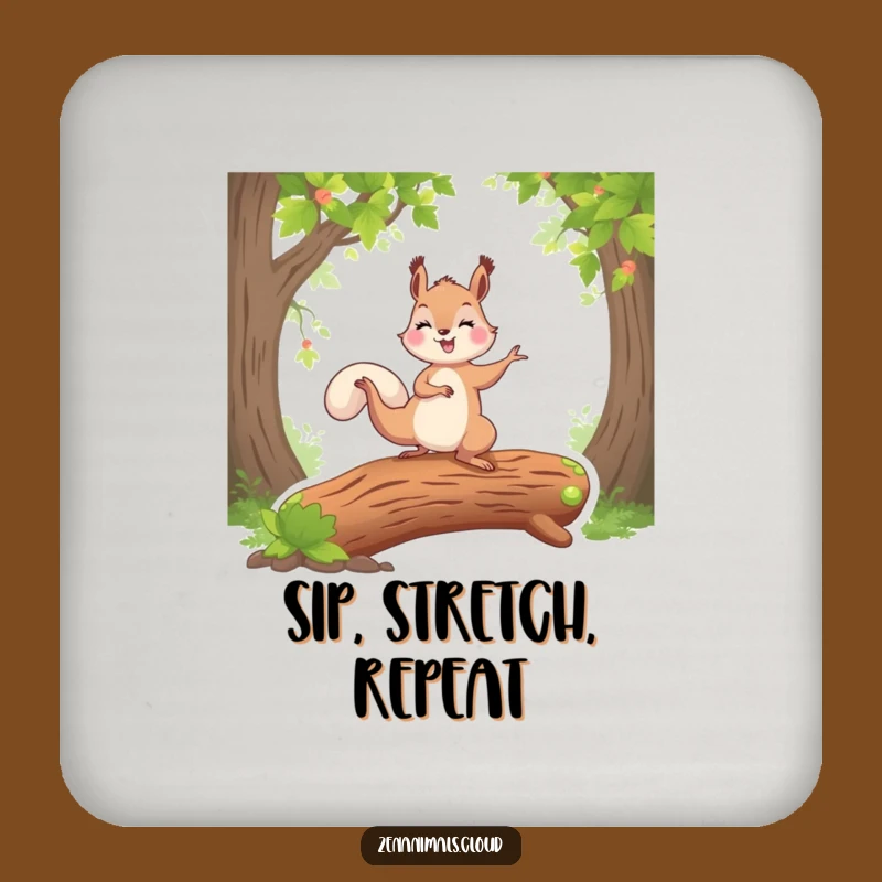 Funny Squirrel Yoga Coaster - Yogi Squirrel Drink Protector