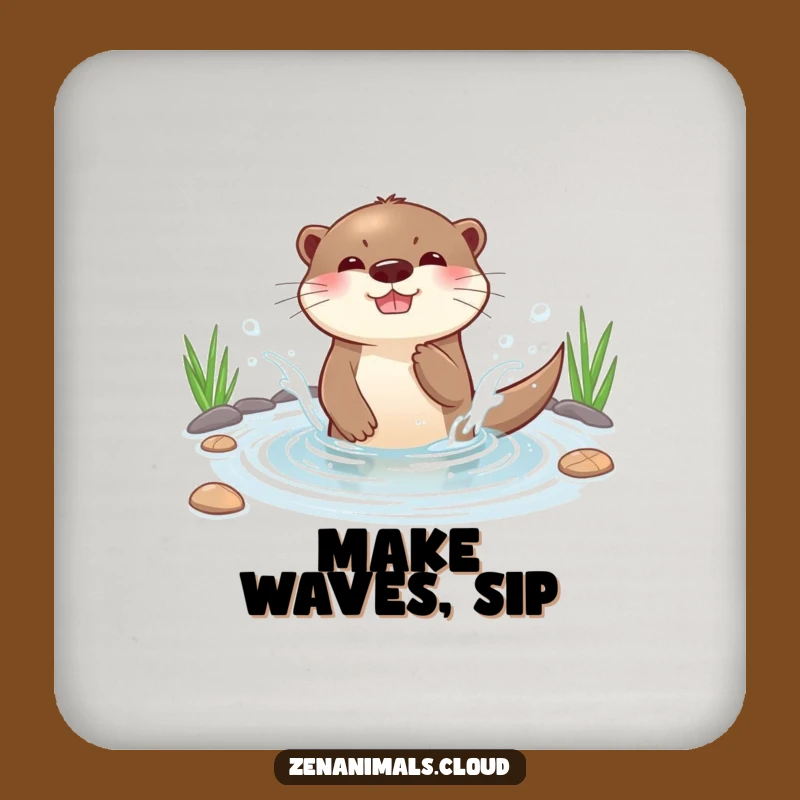 Funny Otter Splashing Coaster - Playful Water Otter Drink Protector