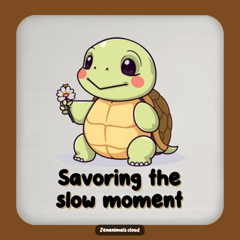 Funny Wise Turtle Coaster: Protect Surfaces with a Tiny Flower, Funny Gift!