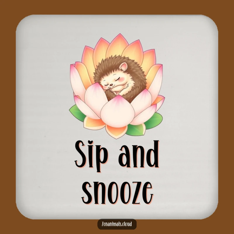 Funny Sleepy Hedgehog Lotus Drink Coaster - Serene Surface Protection