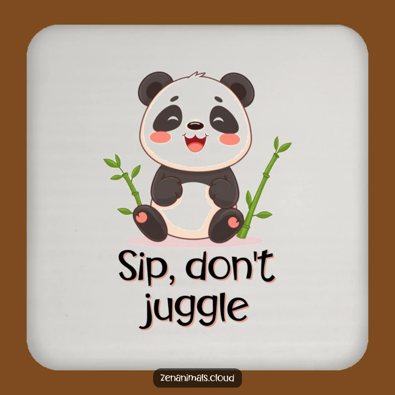 Funny Panda Juggling Bamboo Coasters: Protect Surfaces with Humor, Great Gift!