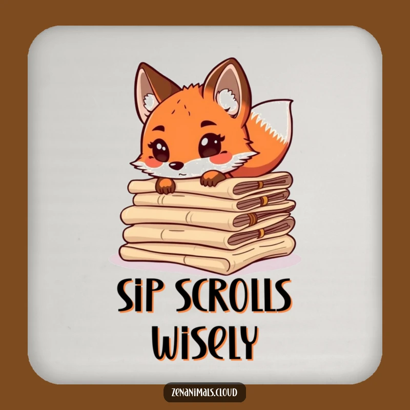 Funny Curious Fox Coaster - Ancient Scroll Fox Tail Wagging Drink Protector