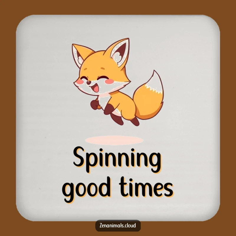 Funny Fox Tail Chasing Coaster: Giggling Foxy Fun, Humorous Tabletop Gift