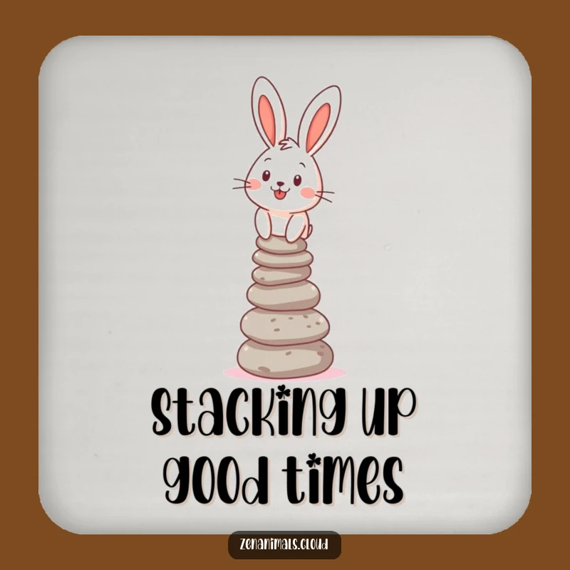 Funny Bunny Balance Coaster: Cheerful Pebble Stacker, Humorous Tabletop Gift