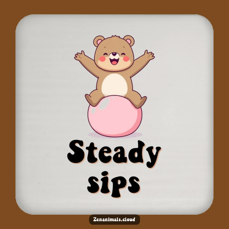 Funny Bear Yoga Ball Coasters: Cheerful Surface Protection, Set Gift