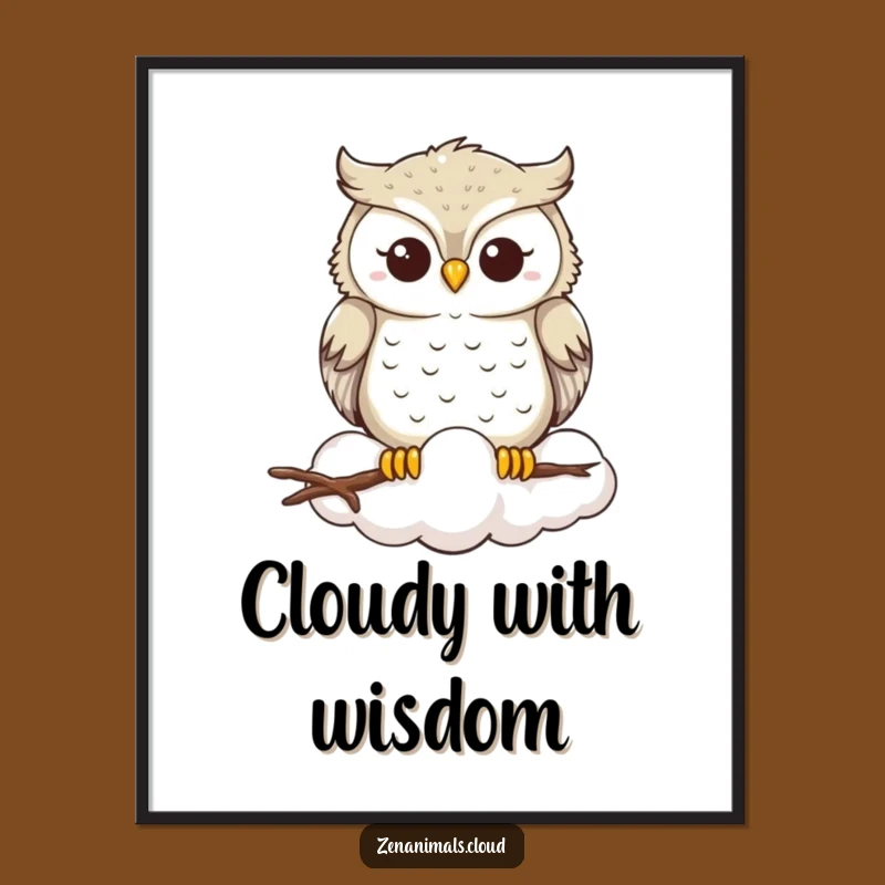 Funny Owl Cloud Poster: Bring Serene Wisdom to Your Walls