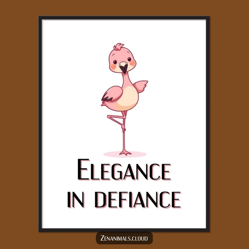 Funny Balancing Animal Flamingo Poster - Hilarious Playful Wall Art for Whimsical Decor