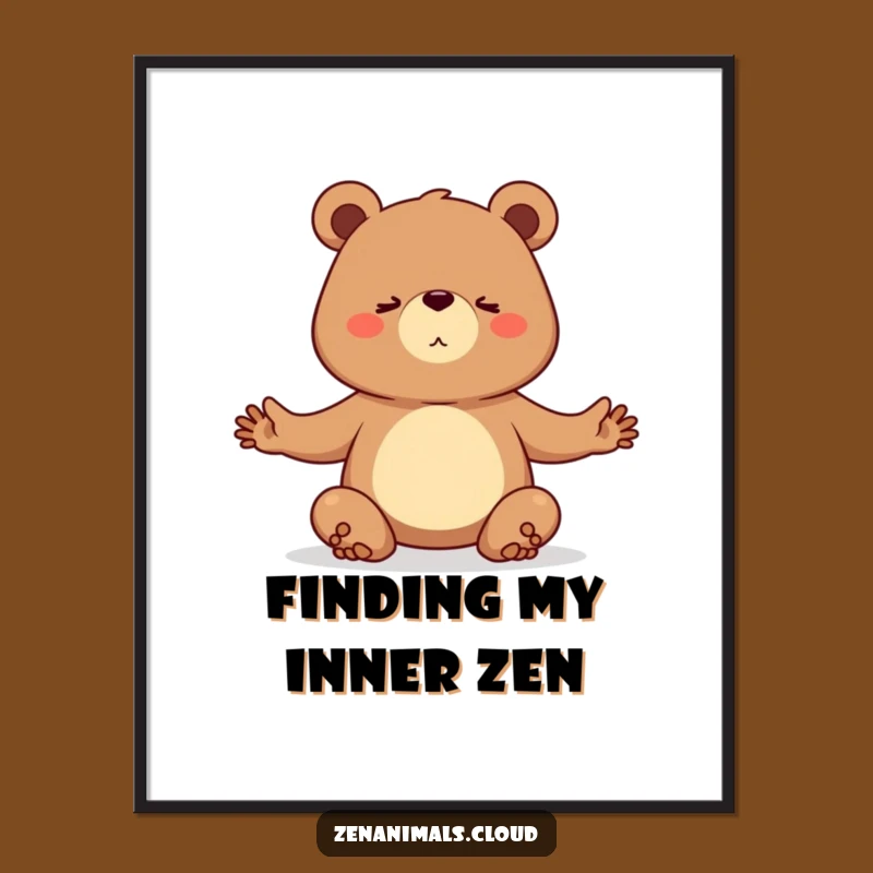 Funny Yogi Bear Poster - Determined Yoga Pose Wall Art