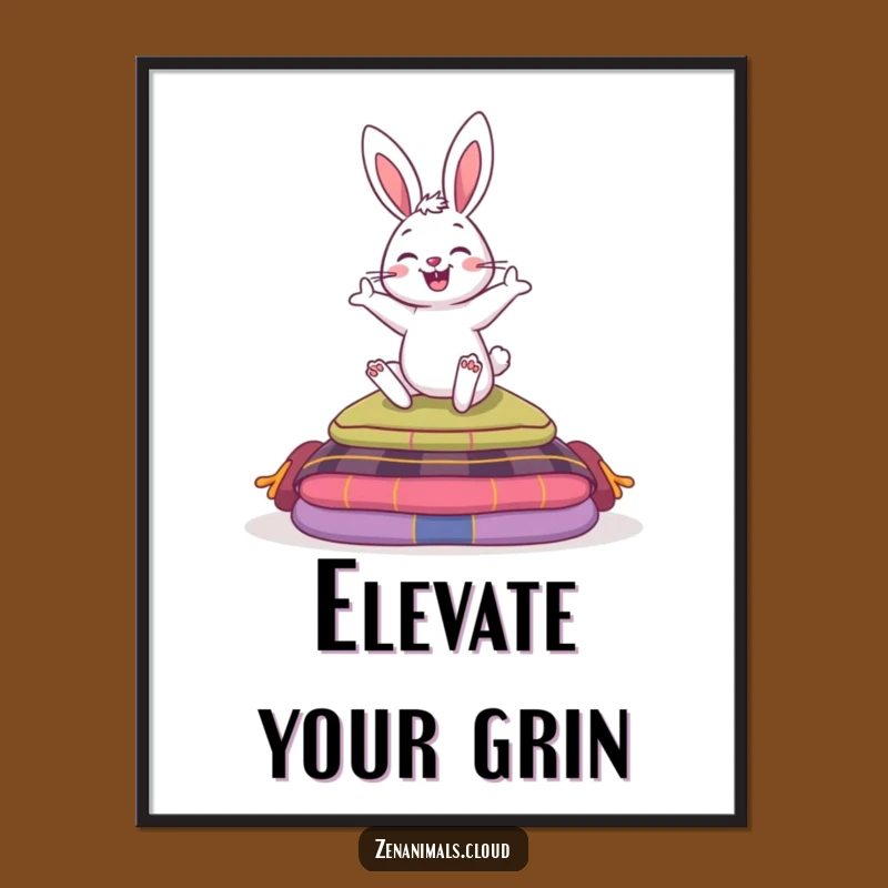 Funny Bouncy Bunny Meditation Poster - Joyful Art Funny Gift