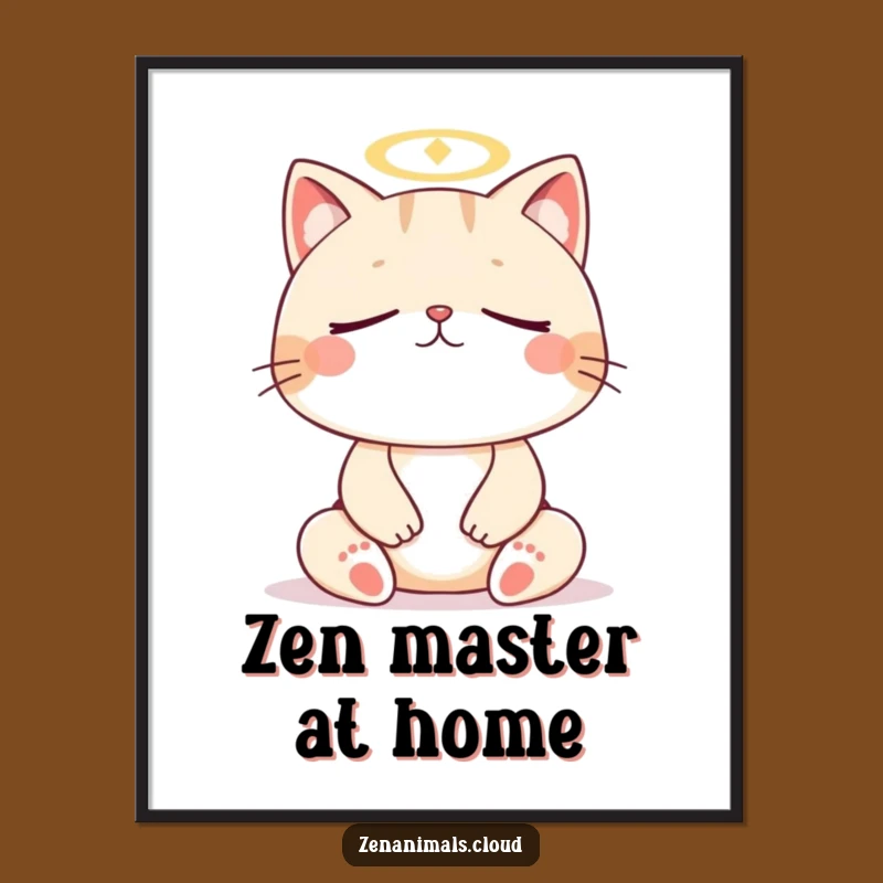 Funny Cat Meditation Poster: Feline Zen Art for Peaceful and Humorous Spaces
