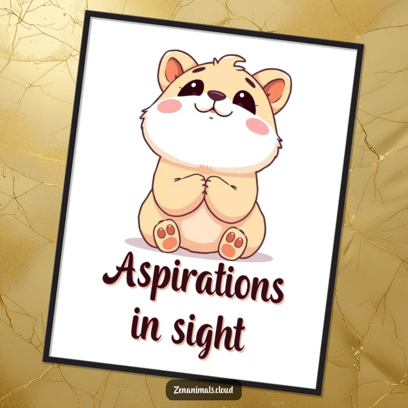 Funny animal with clasped paws looking upwards dreamily, inspiring wall art.