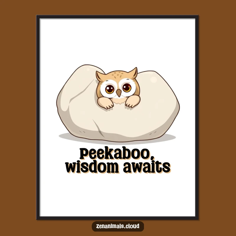 Funny Curious Owl Poster: Peeking Art & Wisdom, Perfect Nature Decor Gift