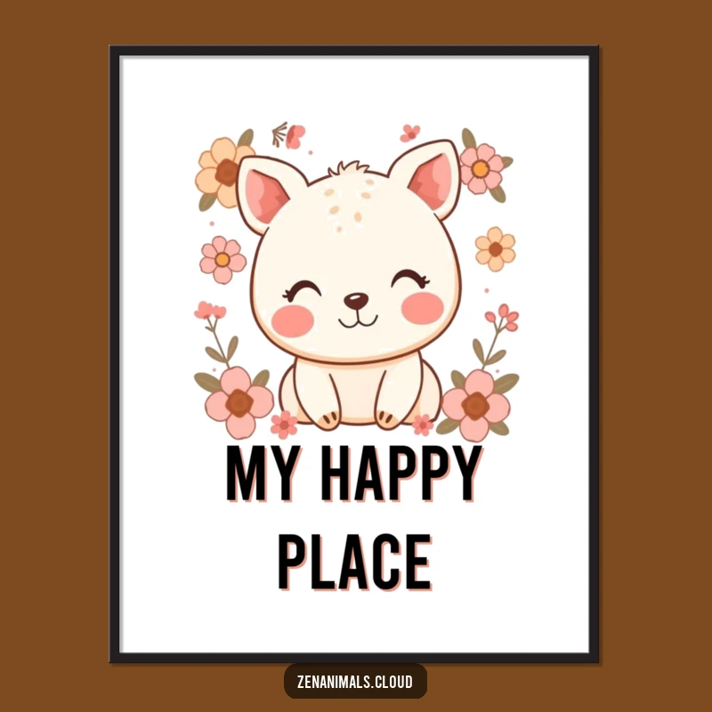 Funny Happy Animal Floral Poster: Adorn Your Walls with Gentle Cheer