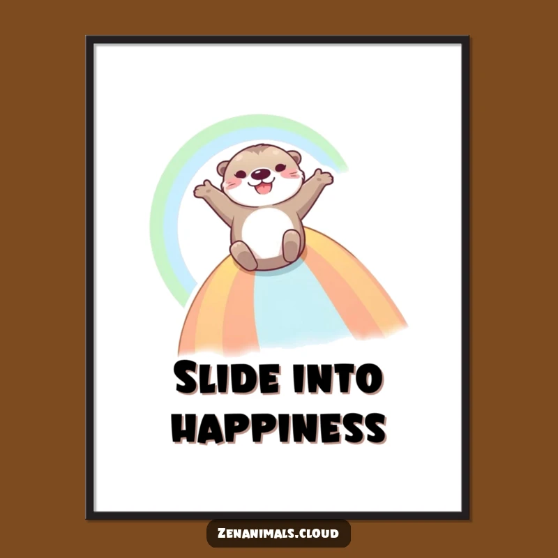 Funny Otter Rainbow Adventure Poster - Joyful Wall Art & Gift