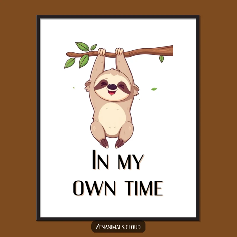 Funny Sloth Poster: Amused Art Funny Gift for Playful Spaces