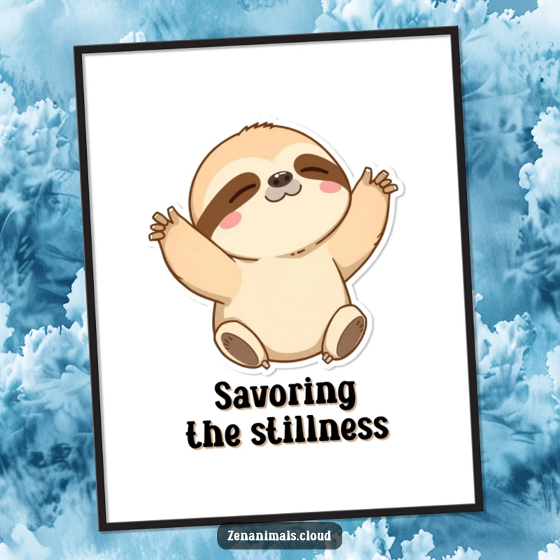 Funny Sloth Poster: A humorous poster of a sloth leisurely stretching its arms, perfect for adding a relaxed vibe to decor.