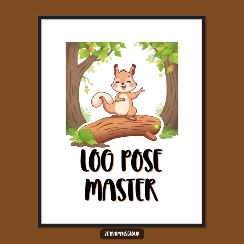 Funny Squirrel Yoga Poster - Serene Yogi Squirrel Art Print