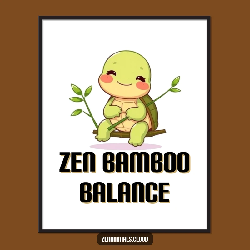 Funny Turtle Bamboo Poster: Bring Slow and Steady Smiles to Your Walls