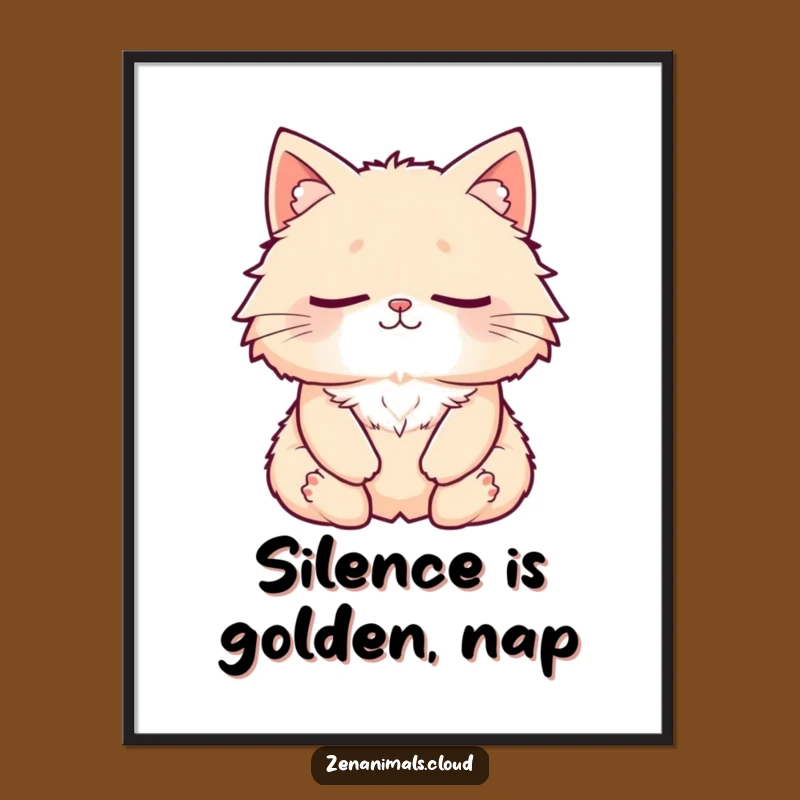 Funny Zen Cat Poster: Inspiring Meditation & Smile Art, Perfect Yoga Decor Gift