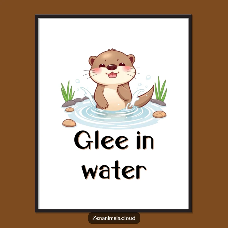 Funny Otter Splashing Poster - Joyful Water Otter Art Print