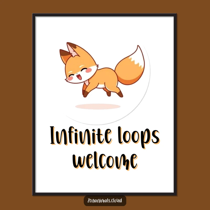 Funny Giggling Fox Tail Chase Poster - Vibrant Wall Art, Hilarious Animal Print, Funny Gift