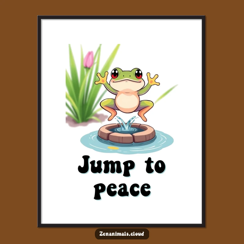 Funny Frog Poster, Meditation Splash Art, Whimsical Wall Decor, Perfect Funny Gift