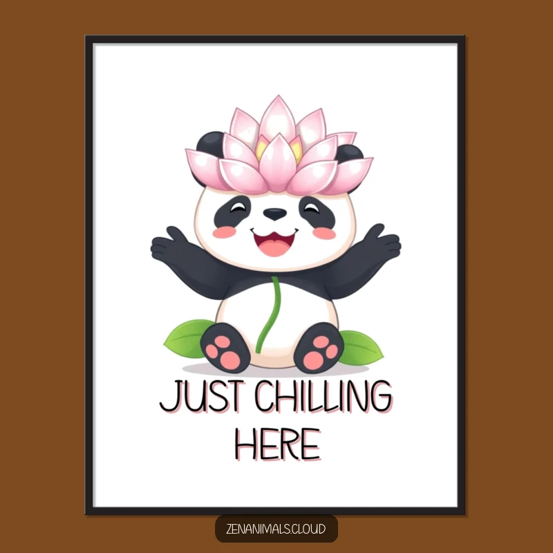Funny Panda Lotus Poster: Joyful Balance Art for Peaceful and Humorous Spaces