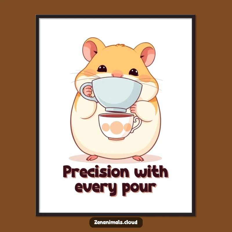 Funny Hamster Teacup Poster: Delightful Balance Art, Perfect Quirky Decor Gift