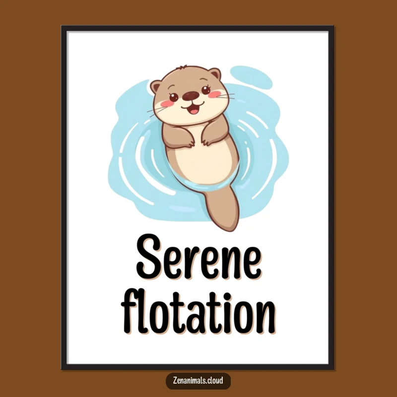Funny Happy Otter Poster: Serene Water Art, Perfect Relaxing Decor Gift