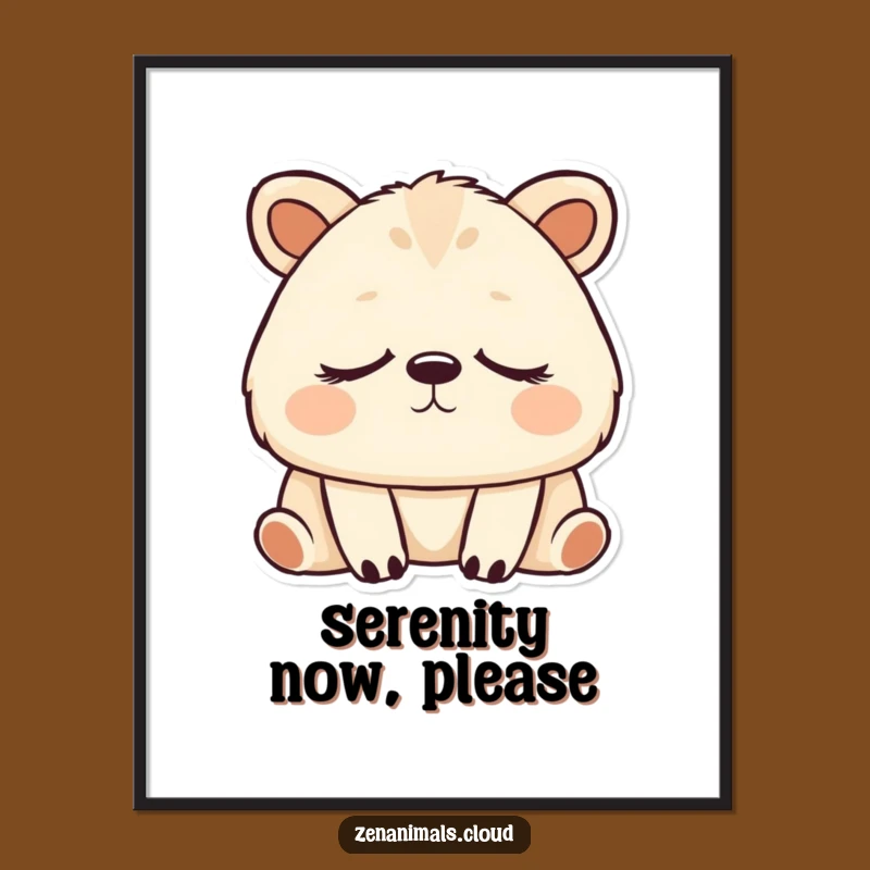 Funny Peaceful Animal Zen Poster - Hilarious Deep Breathing Wall Art for Serene Decor