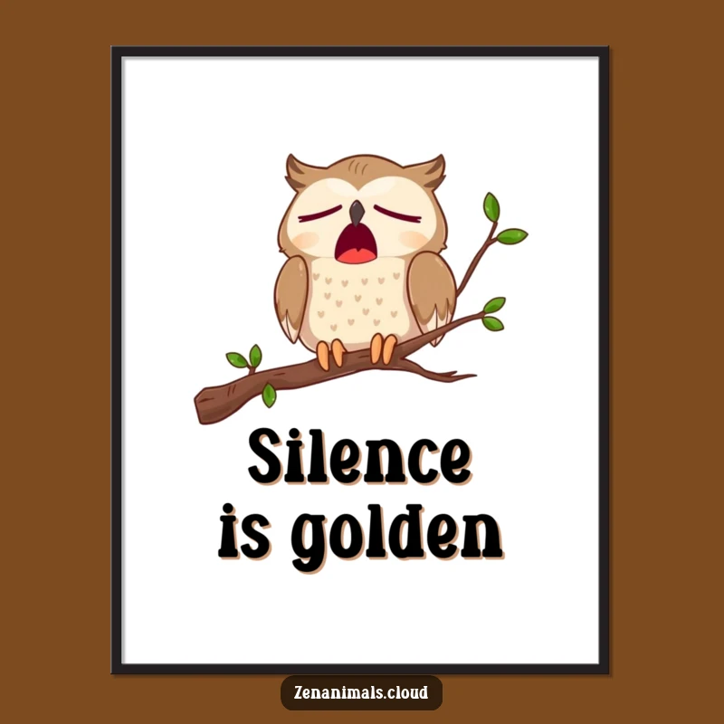 Funny Sleepy Owl Yawn Poster - Whimsical Wall Art, Comical Bird Print, Perfect Funny Gift