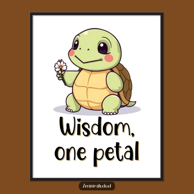 Funny Wise Turtle Poster: A Tiny Flower Gift, Perfect Wall Art Funny Gift!